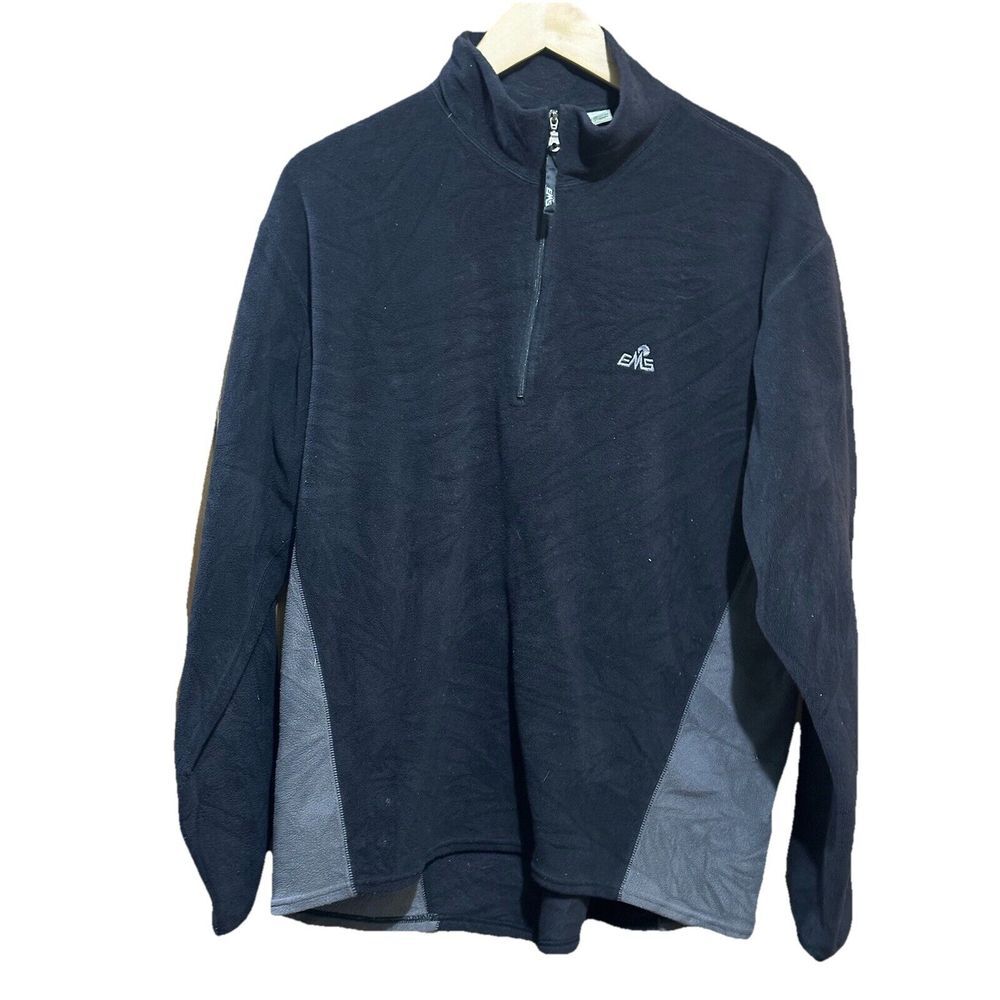 Vintage EMS Eastern Mountain Sports Fleece Black w Gray Medium‎ EUC
